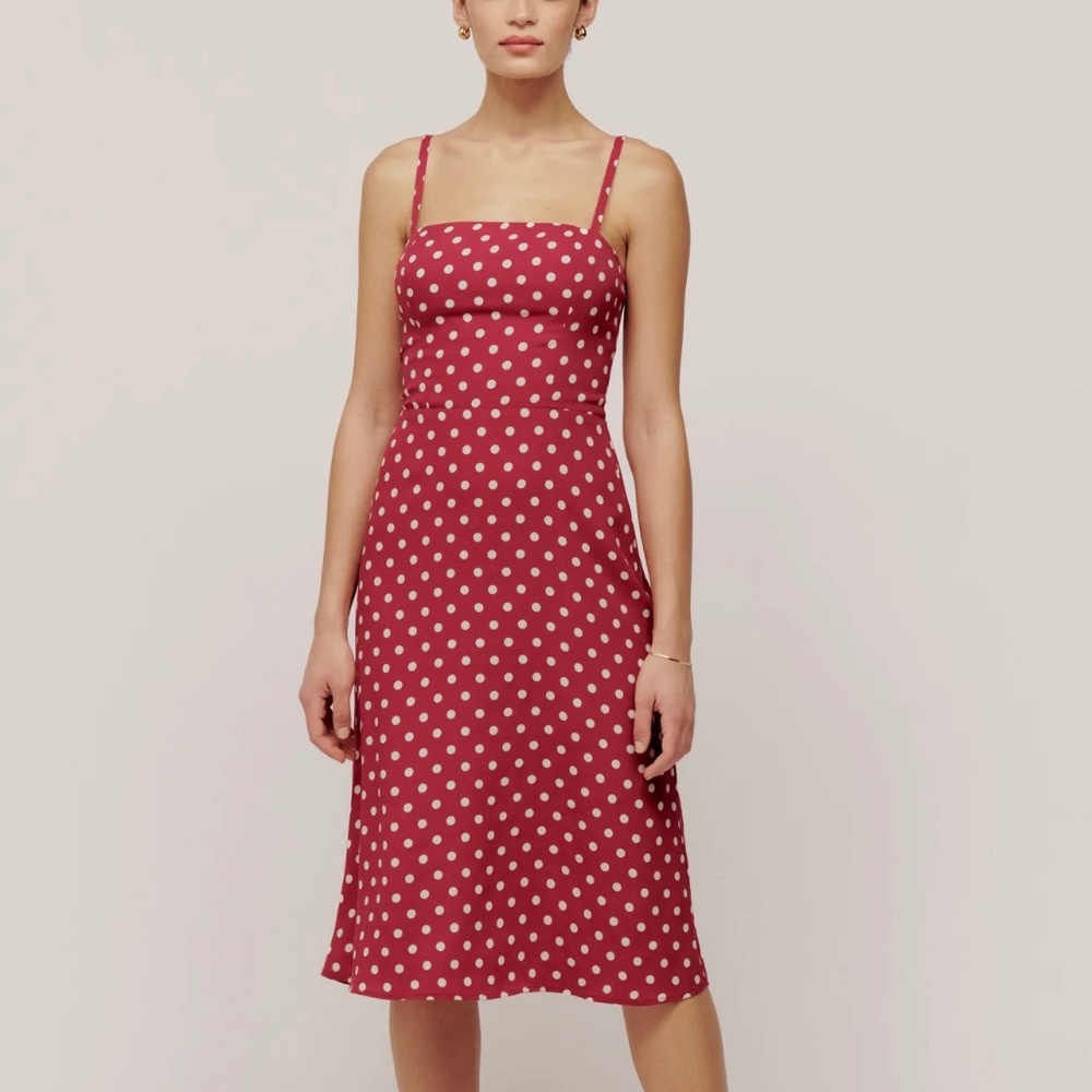 Reformation Afternoon Dress in Campari